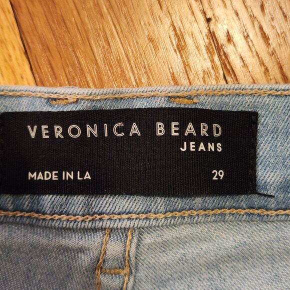 Veronica Beard Carly Kick Flare High Rise Raw Hem Jeans in Bailout Blue Sz 29/8 - Picture 4 of 11